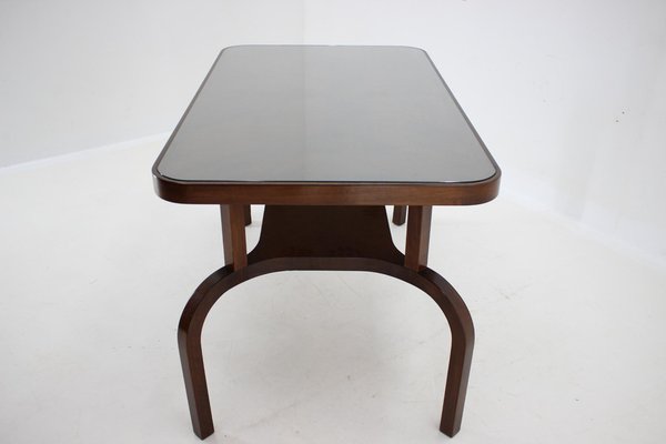 Coffee Table in Walnut with Glass Top, Czechoslovakia, 1930s-TZ-1754748