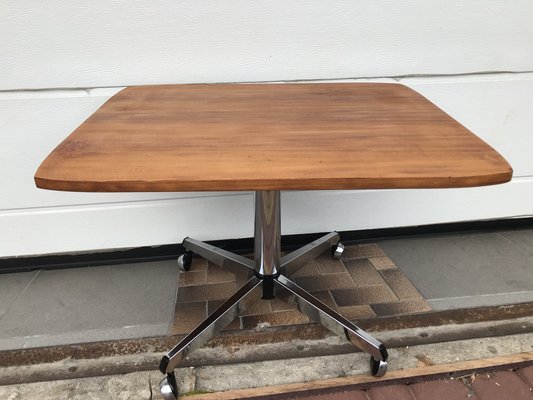 Coffee Table with a Chrome Base and Wheels, 1970s-WQQ-1764629