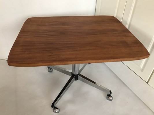 Coffee Table with a Chrome Base and Wheels, 1970s-WQQ-1764629