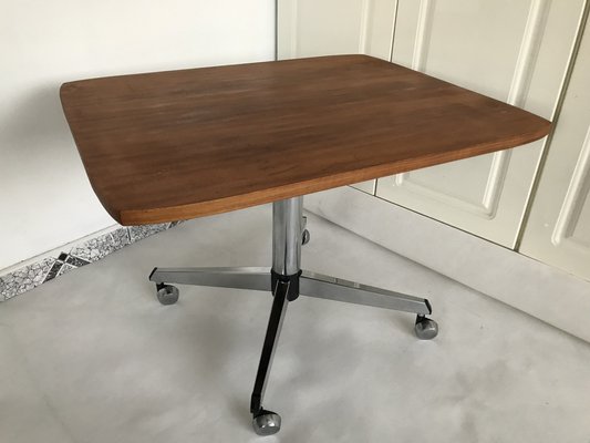 Coffee Table with a Chrome Base and Wheels, 1970s-WQQ-1764629