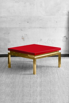 Coffee Table with Brass Structure for Tommaso Barbi, Italy, 1980s-MNF-1704698