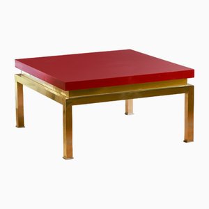 Coffee Table with Brass Structure for Tommaso Barbi, Italy, 1980s-MNF-1704698