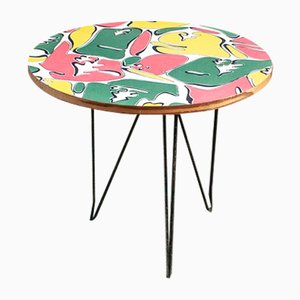 Coffee Table with Colored Wood and Legs in Metal, Italy, 1950s-VCV-952439