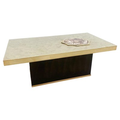 Coffee Table with Fossil Wood Incrustation in the Style of Dario, 1970s-FGA-1406990