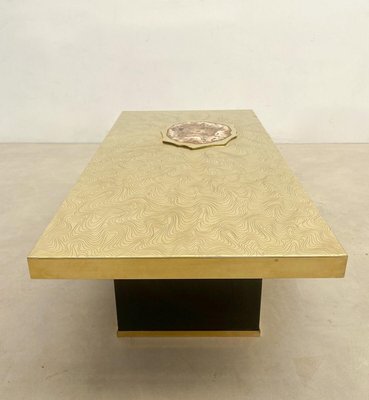 Coffee Table with Fossil Wood Incrustation in the Style of Dario, 1970s-FGA-1406990