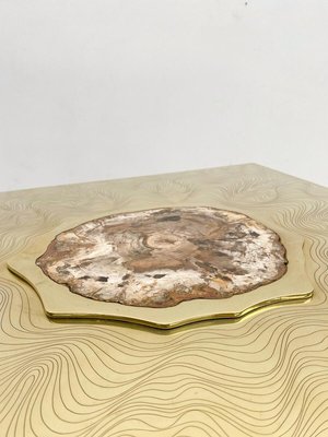 Coffee Table with Fossil Wood Incrustation in the Style of Dario, 1970s-FGA-1406990