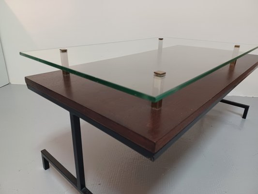 Coffee Table with Glass Top, 1950s-ZQS-1793021