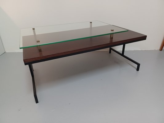 Coffee Table with Glass Top, 1950s-ZQS-1793021