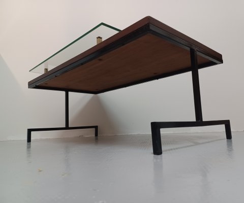 Coffee Table with Glass Top, 1950s-ZQS-1793021