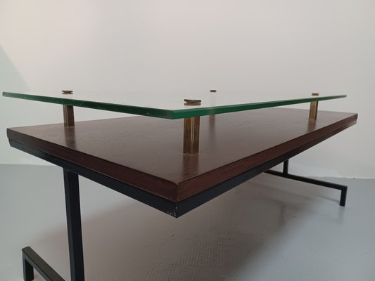 Coffee Table with Glass Top, 1950s-ZQS-1793021