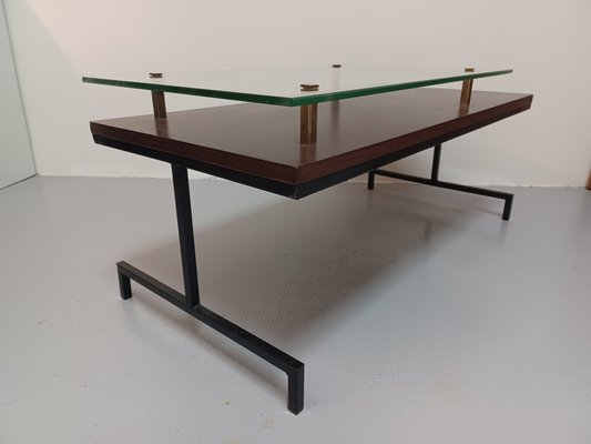 Coffee Table with Glass Top, 1950s-ZQS-1793021