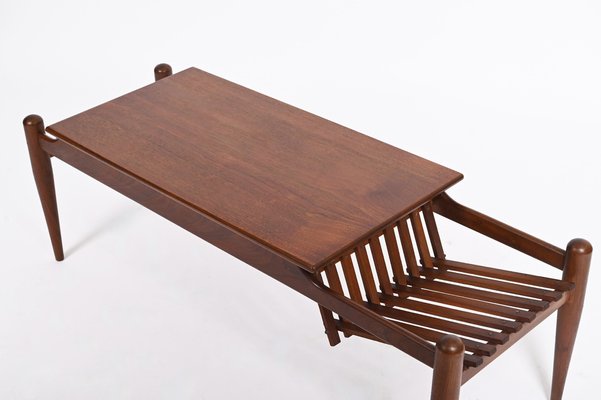 Coffee Table with Magazine Rack in Teak by Ico & Luisa Parisi, Italy, 1960s-JDR-1446871