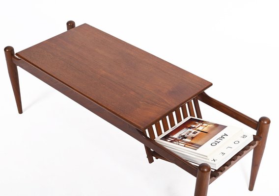 Coffee Table with Magazine Rack in Teak by Ico & Luisa Parisi, Italy, 1960s-JDR-1446871