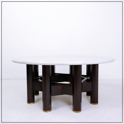 Coffee Table with Round Marble Top by Jan Vlug, Belgium, 1970s-NYF-2024156