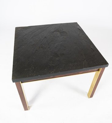 Coffee Table with Slate Plate and Frame of Gilded Metal and Rosewood from Bendixen-UY-911715