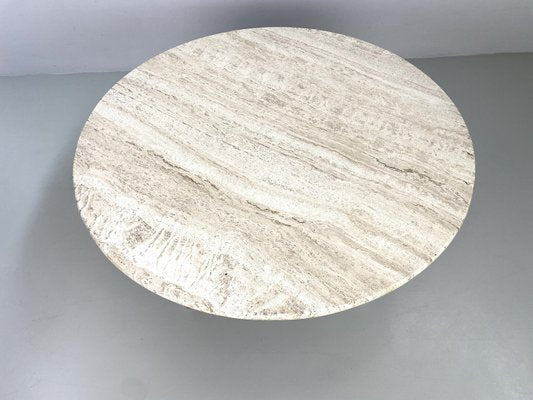 Coffee Table with Travertine Natural Stone Top and Teak Base, 1960s-MKL-2035352