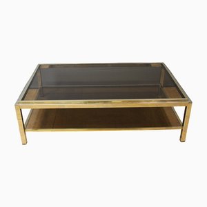 Coffee Table with Two Trays in Gold Chrome, 1970s-BCR-1408587