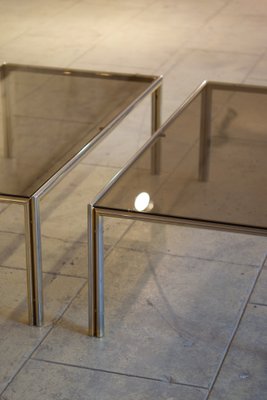 Coffee Tables in Aluminum, Brass & Glass, 1970s, Set of 2-LA-1354815