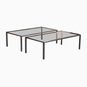 Coffee Tables in Aluminum, Brass & Glass, 1970s, Set of 2-LA-1354815