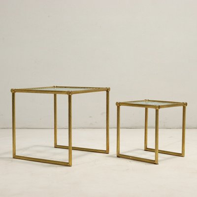 Coffee Tables in Brass and Glass, 1980s, Set of 2-VMM-1765656