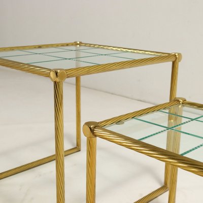 Coffee Tables in Brass and Glass, 1980s, Set of 2-VMM-1765656