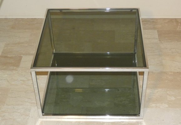 Coffee Tables in Chromed Steel and Glass, Italy, 1970s, Set of 2-ERB-2021065