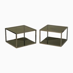 Coffee Tables in Chromed Steel and Glass, Italy, 1970s, Set of 2-ERB-2021065