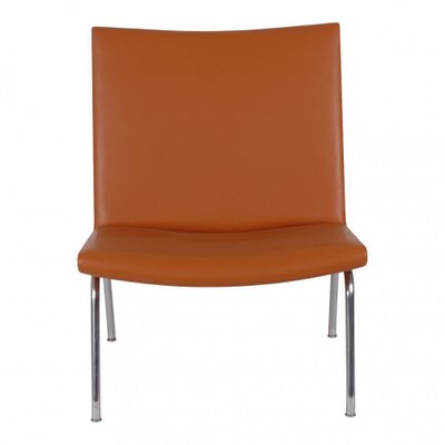 Cognac Bison Leather CH 401 Airport Chair by Hans J. Wegner for Carl Hansen & Søn-MTD-1400538