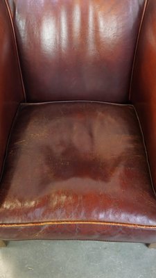 Cognac-Colored Club Chair in Sheep Leather-HPP-2033009