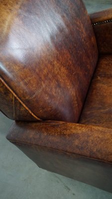 Cognac-Colored Leather Armchair-HPP-2035259