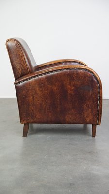 Cognac-Colored Leather Armchair-HPP-2035259