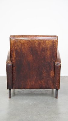 Cognac-Colored Leather Armchair-HPP-2035259