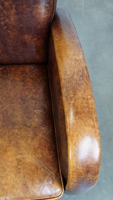 Cognac-Colored Leather Armchair-HPP-2035259