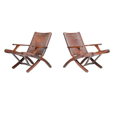 Cognac-Colored Saddle Leather Armchairs Ecuador from Angel I. Pazmino, 1970s, Set of 2-TRW-1743221