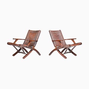 Cognac-Colored Saddle Leather Armchairs Ecuador from Angel I. Pazmino, 1970s, Set of 2-TRW-1743221