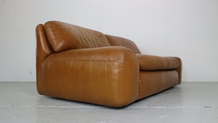 Cognac Leather 2-Seater Bengodi Sofa by Cini Boeri for Arflex, Italy, 1970-DT-2026199