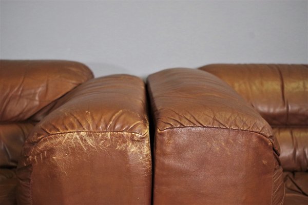 Cognac Leather Armchairs from B. L. Arredamenti, 1970s, Set of 4-KNM-1105412