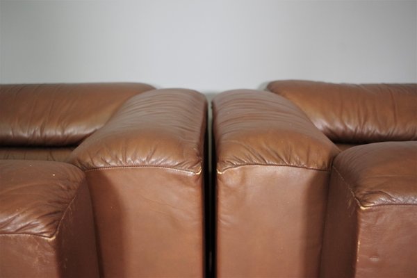 Cognac Leather Armchairs from B. L. Arredamenti, 1970s, Set of 4-KNM-1105412