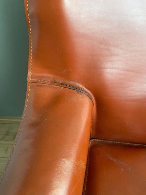 Cognac Leather Cab Lounge Chair by Mario Bellini, 1970s-LL-807323