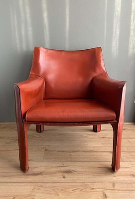 Cognac Leather Cab Lounge Chair by Mario Bellini, 1970s-LL-807323