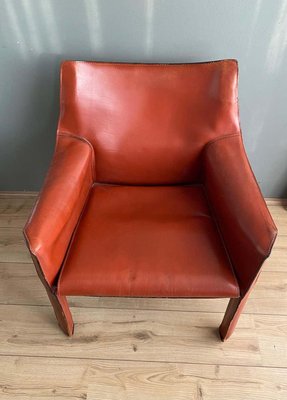 Cognac Leather Cab Lounge Chair by Mario Bellini, 1970s-LL-807323