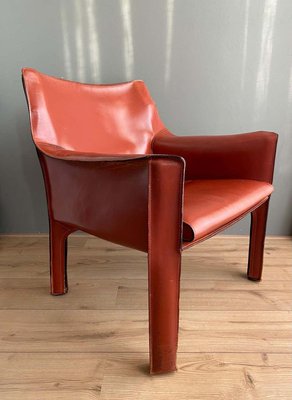 Cognac Leather Cab Lounge Chair by Mario Bellini, 1970s-LL-807323