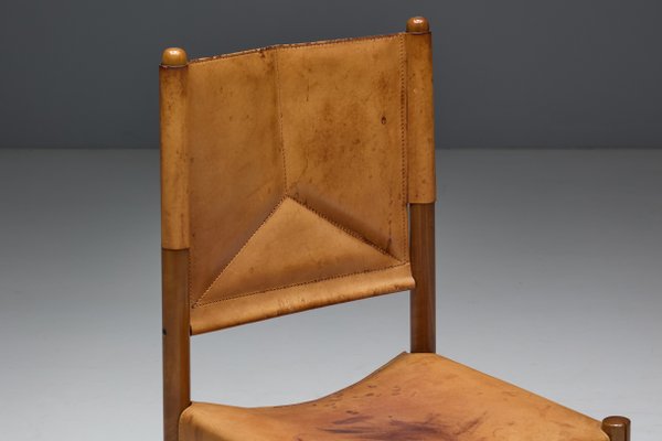 Cognac Leather Dining Chairs, Italy, 1960s-GW-2032159