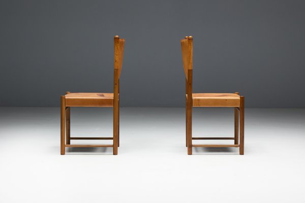 Cognac Leather Dining Chairs, Italy, 1960s-GW-2032159