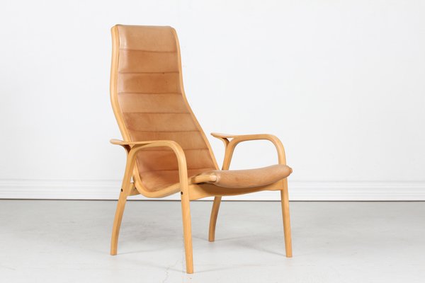 Cognac Leather Lamino Chair by Yngve Ekström for Swedese Möbler, Sweden, 1980s-QQ-1382623