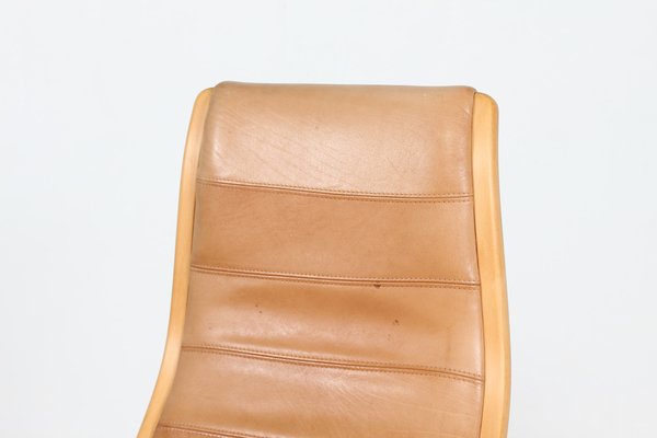 Cognac Leather Lamino Chair by Yngve Ekström for Swedese Möbler, Sweden, 1980s-QQ-1382623