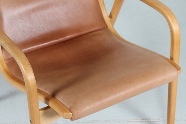 Cognac Leather Lamino Chair by Yngve Ekström for Swedese Möbler, Sweden, 1980s-QQ-1382623