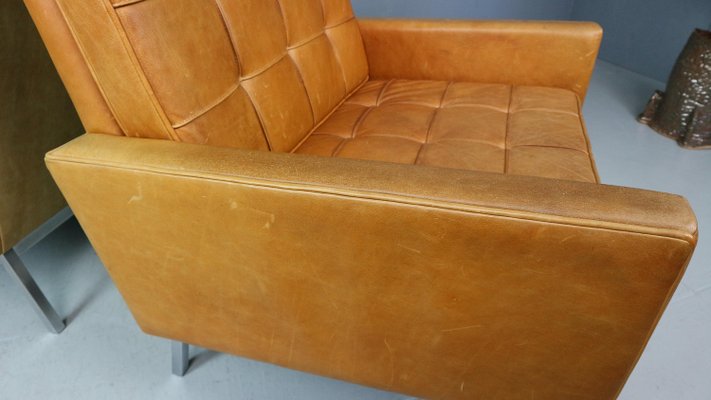 Cognac Leather Lounge Chairs Model 65a by Florence Knoll, 1956, Set of 2-DT-2026206