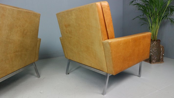 Cognac Leather Lounge Chairs Model 65a by Florence Knoll, 1956, Set of 2-DT-2026206