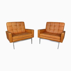 Cognac Leather Lounge Chairs Model 65a by Florence Knoll, 1956, Set of 2-DT-2026206